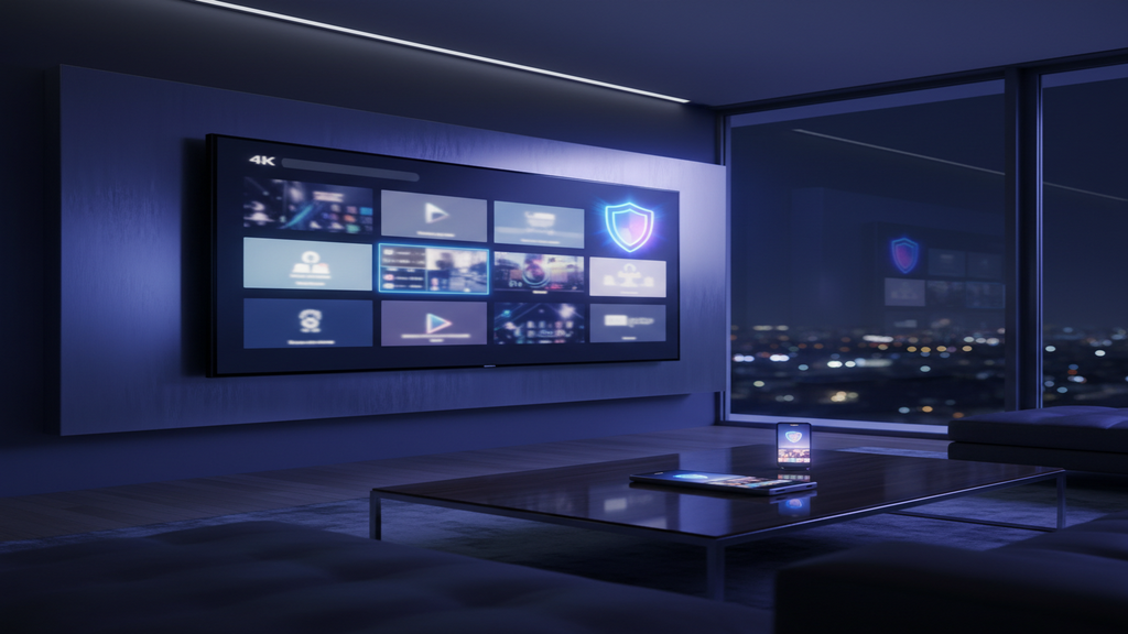 Guide expliquant comment choisir un abonnement IPTV fiable et sécurisé avec un logo IPTV sur un écran de télévision.