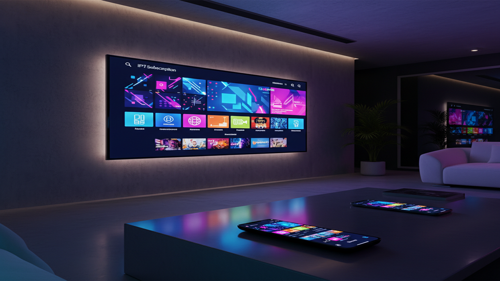 Un homme choisissant son iptv abonement sur une Smart TV moderne