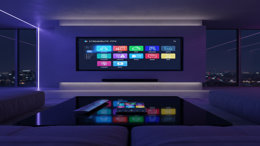 Un homme choisissant un iptv abonment sur sa Smart TV avec une télécommande