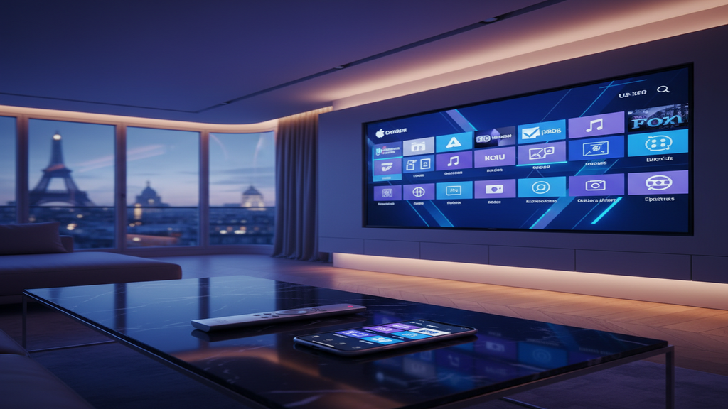 Un guide visuel expliquant le concept d'IPTV légal en France sur un écran de Smart TV.