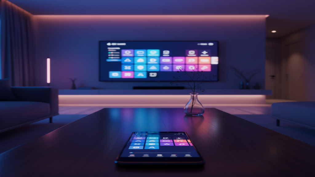 Logo de l'application IPTV Smarters Pro sur un fond d'écrans de télévision