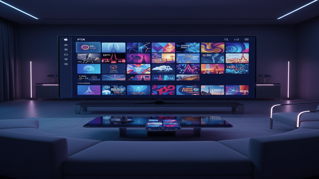 Sélection de logos pour trouver la meilleur application IPTV sur un écran de Smart TV.